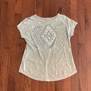 Justice Short Sleeve Open Shoulder Silver Top